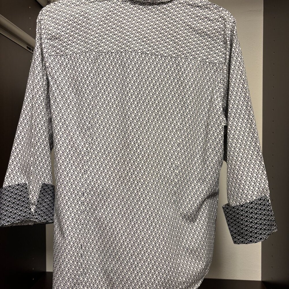 Foxcroft Fitted Geometric Patterned Button-Down B… - image 6